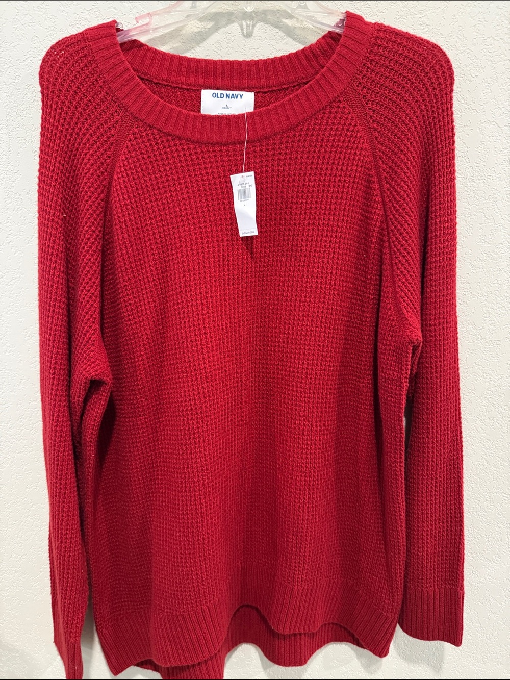 Old Navy Red Waffle Crewneck Sweater